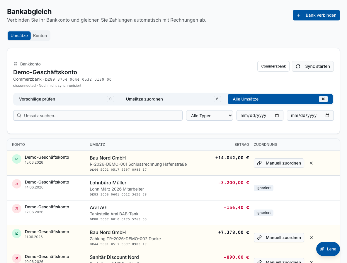 Bankabgleich in Bleno – Produktansicht