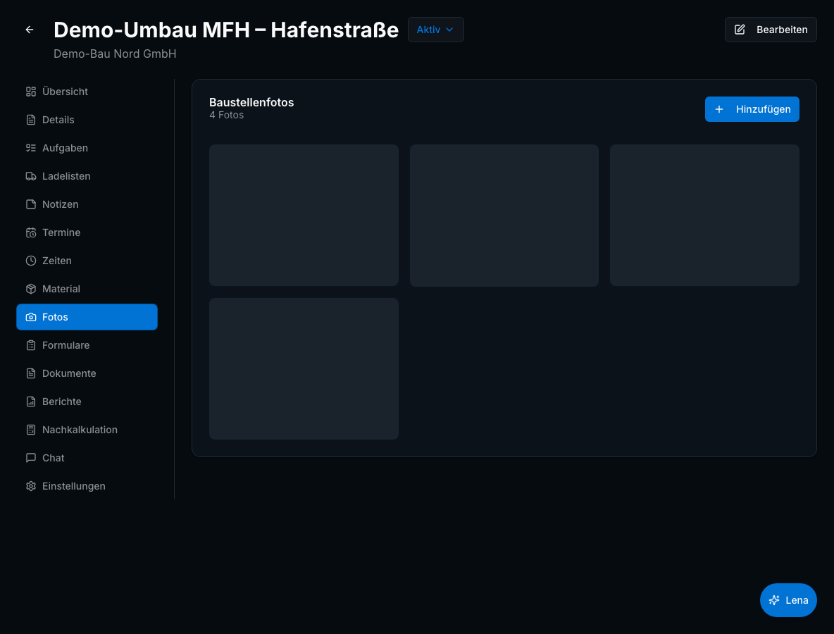 Baudokumentation in Bleno – Produktansicht