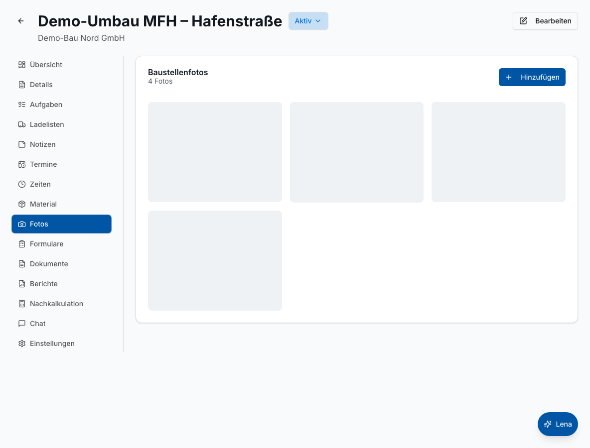 Baudokumentation in Bleno – Produktansicht