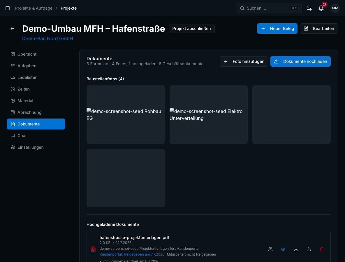 Baudokumentation in Bleno: Abnahmeprotokoll