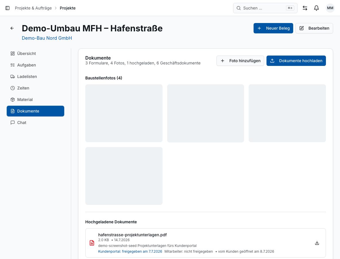 Baudokumentation in Bleno: Abnahmeprotokoll