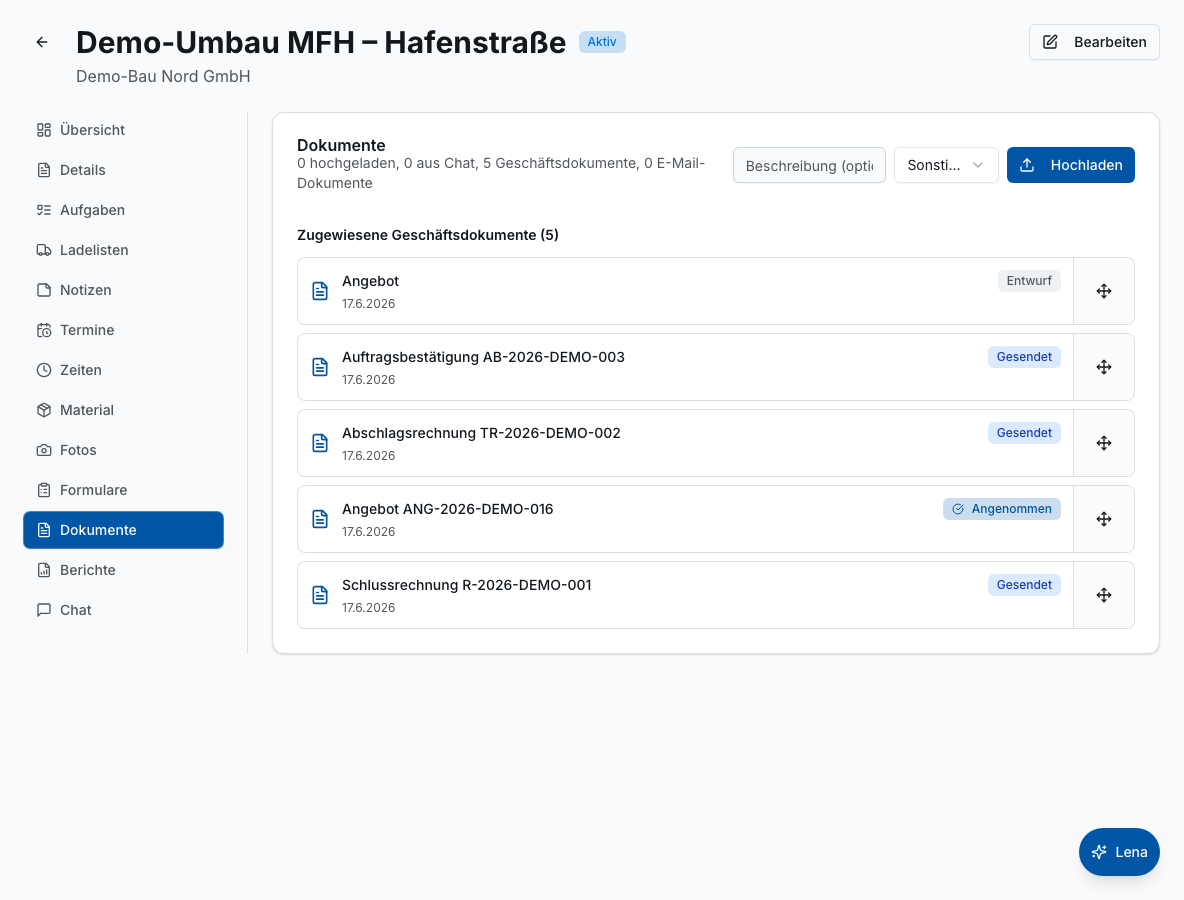Baudokumentation in Bleno: Regieberichte