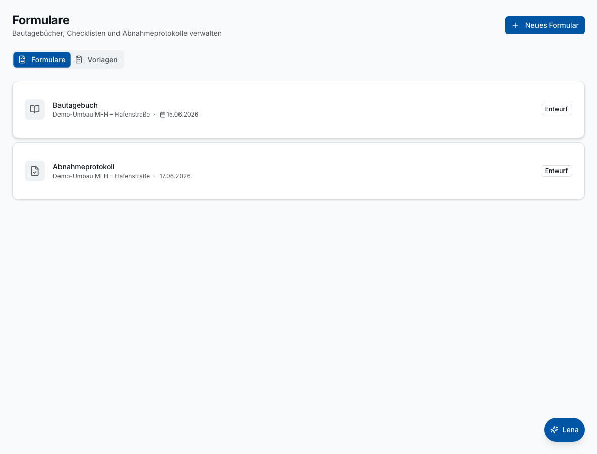 Digitale Formulare in Bleno – Produktansicht