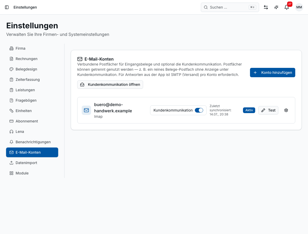 E-Mail-Integration in Bleno: Gmail & Outlook verbinden