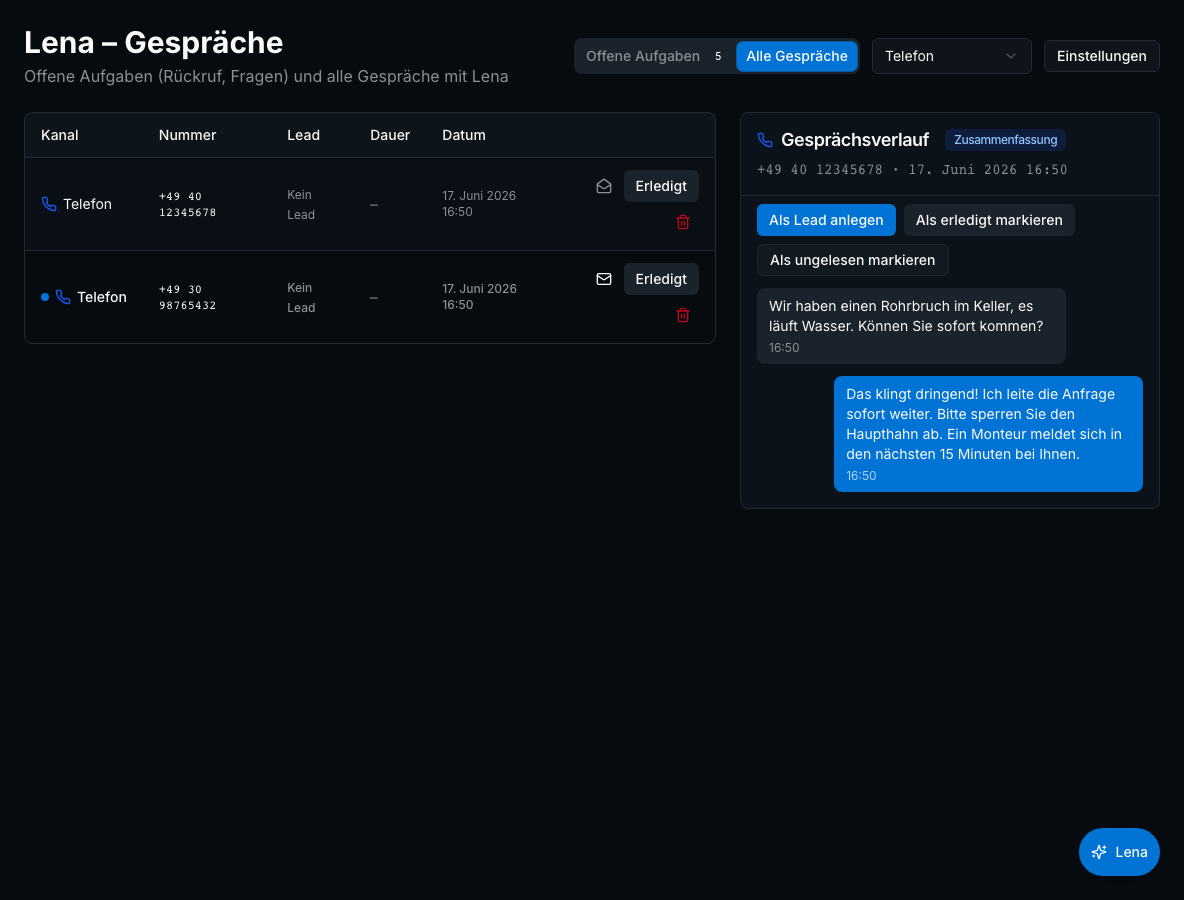 Lena – Ihre KI-Assistentin in Bleno: Lena am Telefon