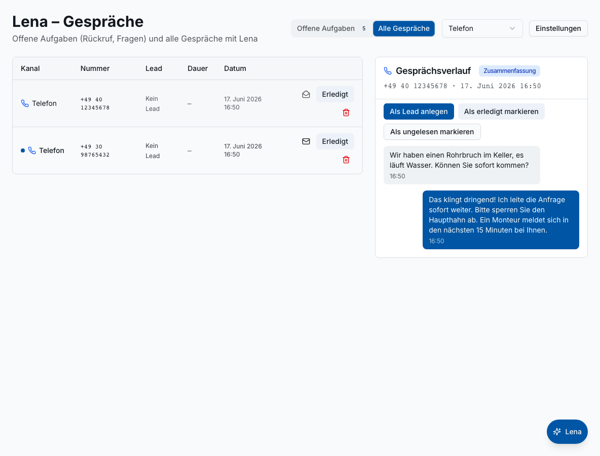 Lena – Ihre KI-Assistentin in Bleno: Lena am Telefon