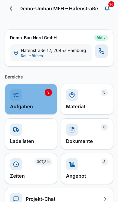 Mitarbeiter-App in Bleno: Alle Projektunterlagen dabei