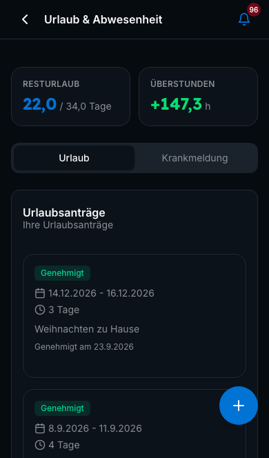 Mitarbeiter-App in Bleno: Urlaub, Krankmeldung, Unterlagen – ohne Papierkram