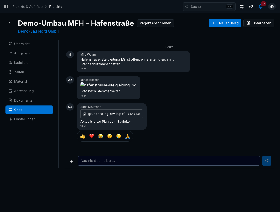 Team-Chat in Bleno: Projektbasierte Kanäle