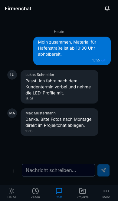 Team-Chat in Bleno: Immer erreichbar – auch mobil