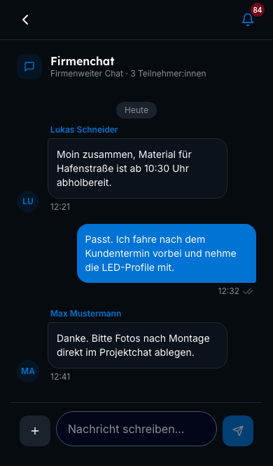 Team-Chat in Bleno: Immer erreichbar – auch mobil