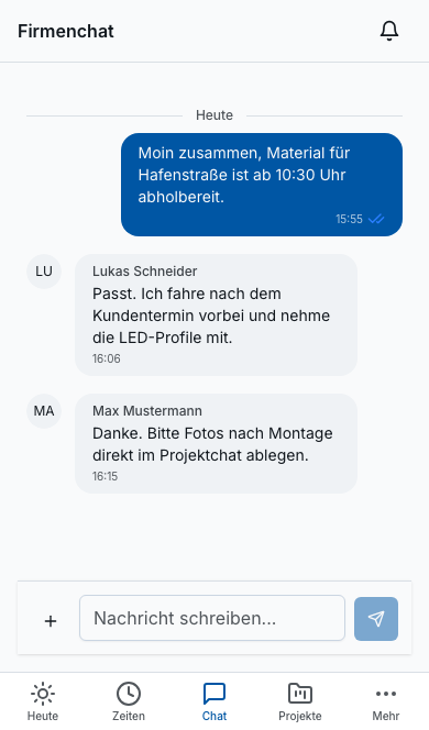 Team-Chat in Bleno: Immer erreichbar – auch mobil