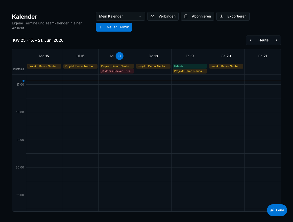 Teamplanung in Bleno: Teamkalender