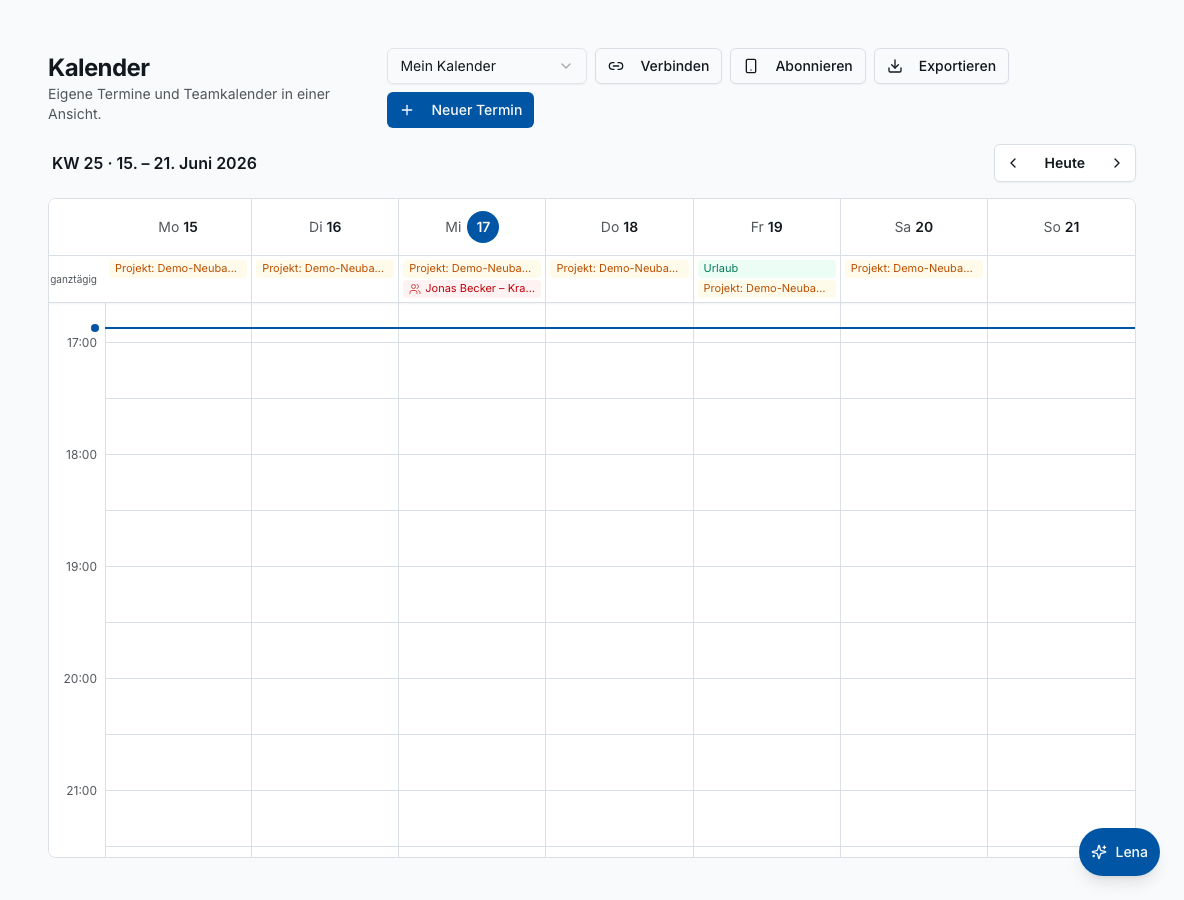 Teamplanung in Bleno: Teamkalender
