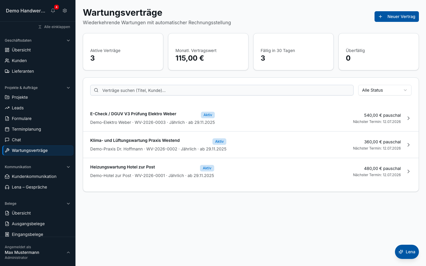 Wartungsverträge in Bleno – Produktansicht