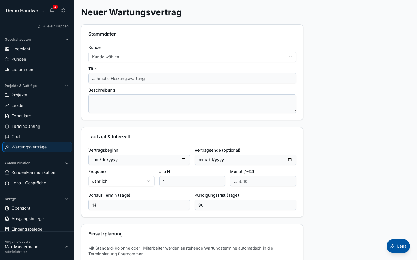 Wartungsverträge in Bleno: Vertrag digital unterschreiben lassen